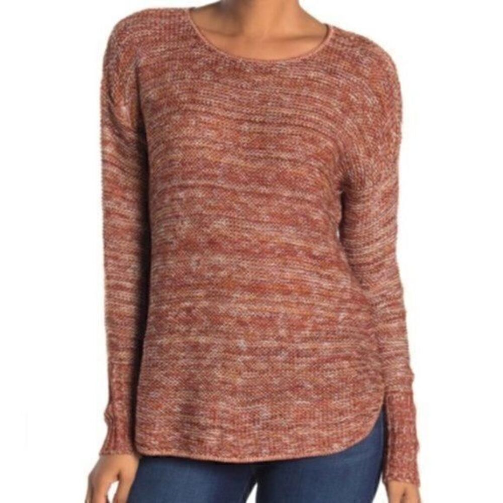 Susina Scoop Neck Marled High Low Knit Sweater Medium